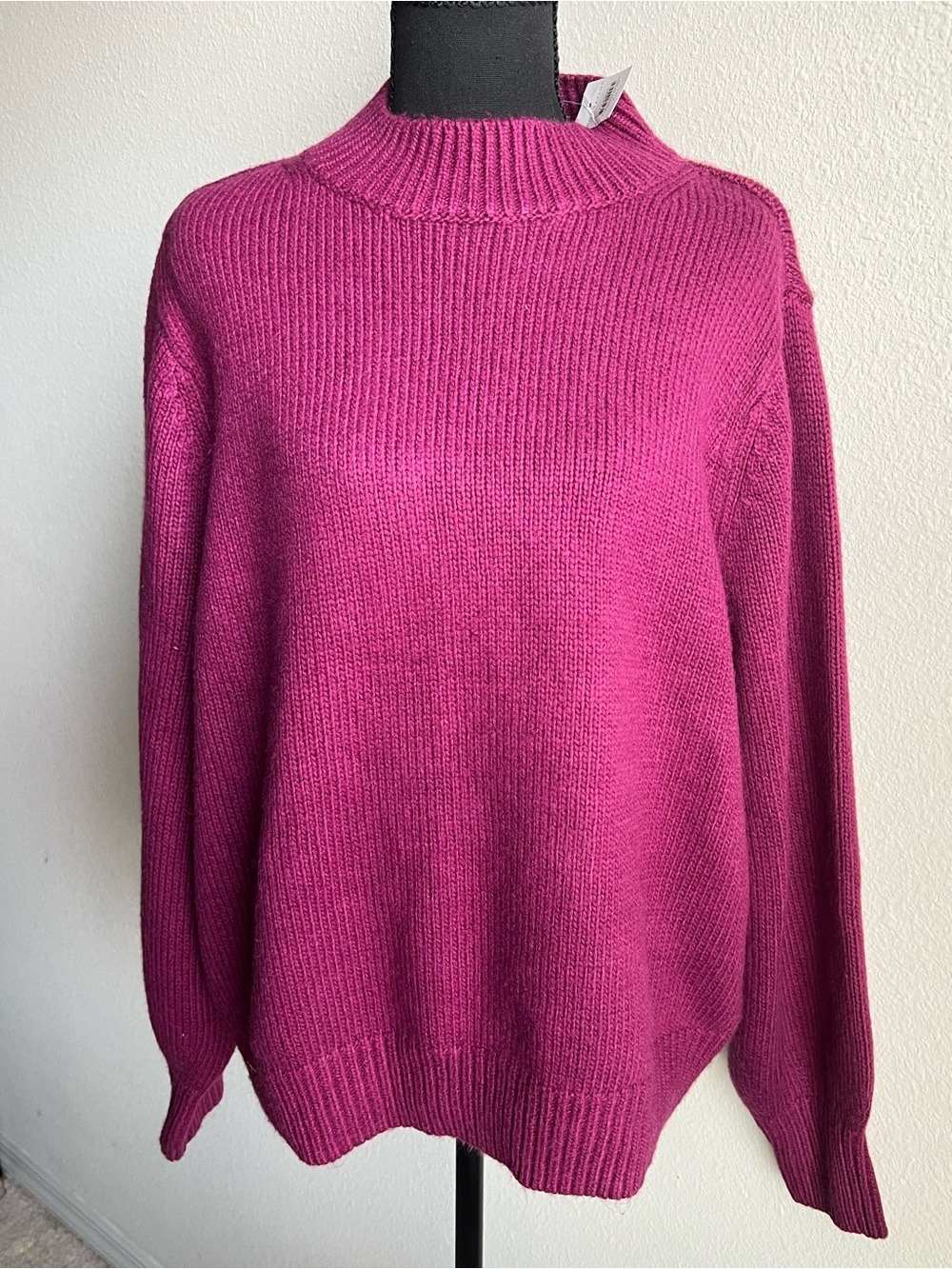 Ann Taylor NWT Plus Size Fuchsia Chunky Knit Mock Neck Sweater